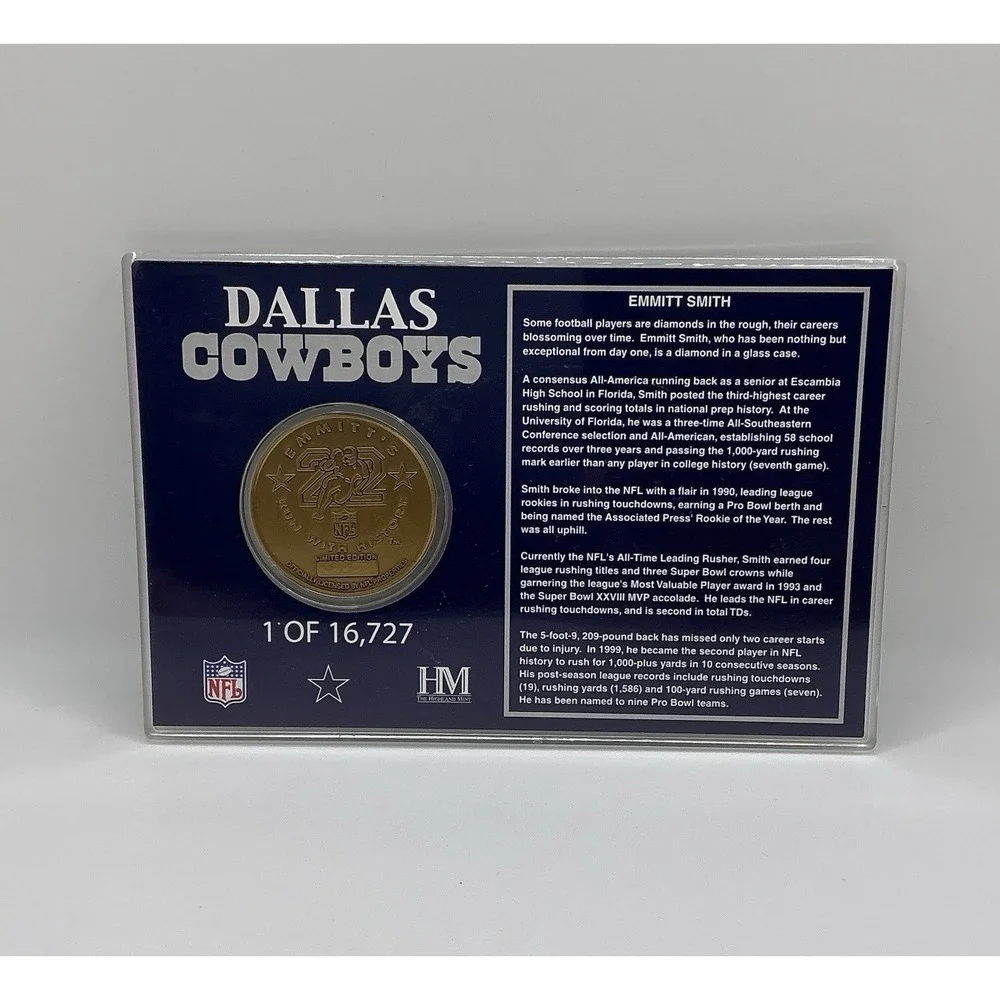 Emmitt Smith Dallas Cowboys Highland Mint Bronze Coin Limited Edition